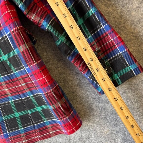 Talbots Red Plaid Wool Blend Blazer Holiday Tartan Jacket Petite 4P - Picture 11 of 16